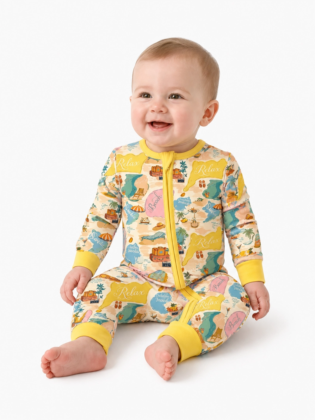 Little Explorers Bamboo Zip-Up Baby Pajamas