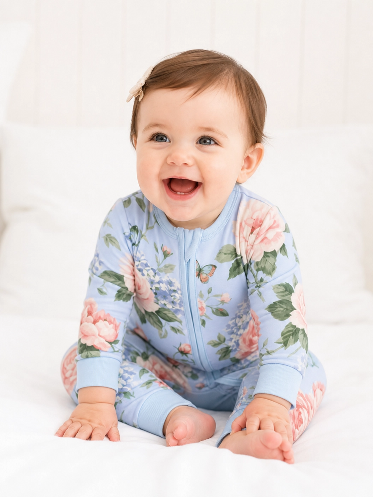 Bloom & Blossoms Bamboo Zip-Up Baby Pajamas