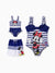 Funny Disney Mickey and Friends Sibling Set Boy/Girl Minnie/Mickey Character Stripped Swimsuit Dark Blue