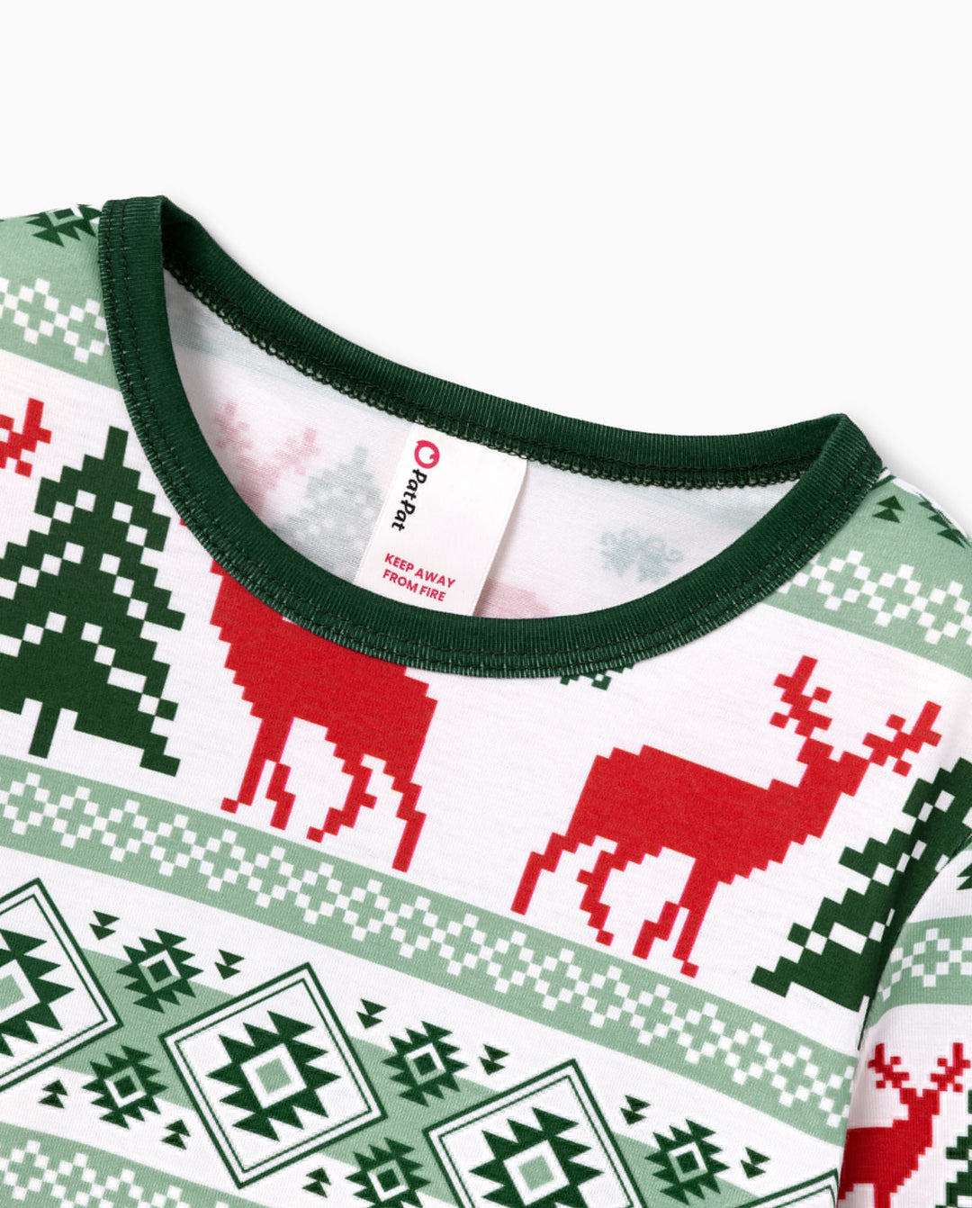 Christmas Matching Family Pajamas Fair Isle & Reindeer Print Green