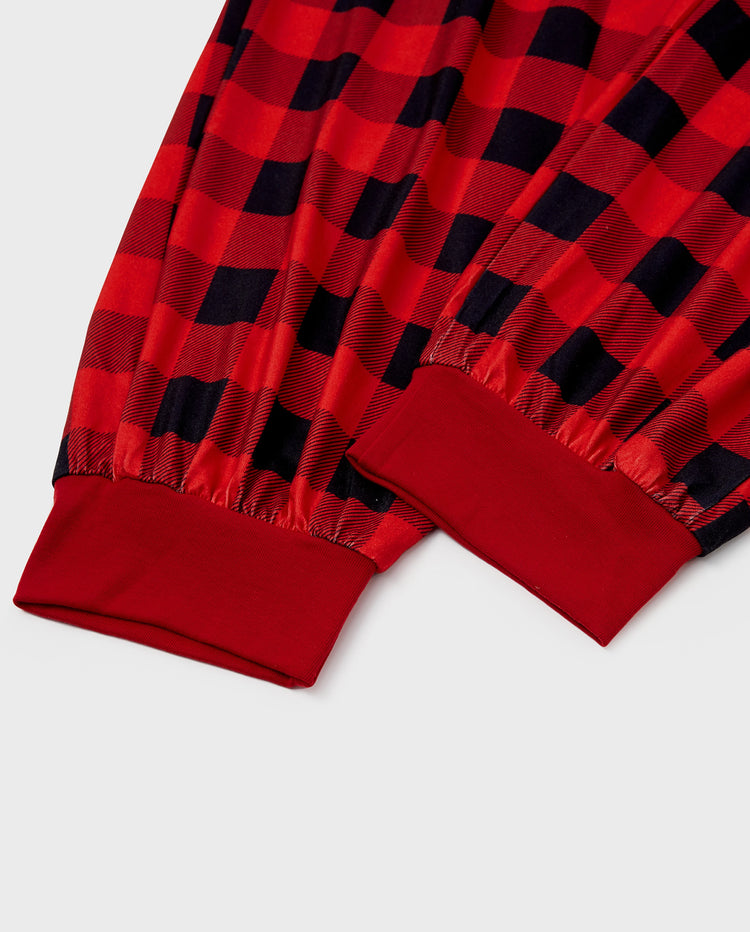 Pijama familiar navideño a juego con estampado de Papá Noel, mangas raglán y calcetines navideños (certificado SGS) en rojo