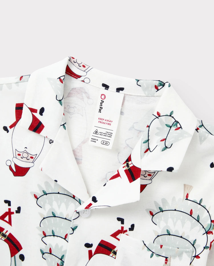 Christmas Matching Family Pajamas Set Gnome Print White PJS with Christmas Socks White