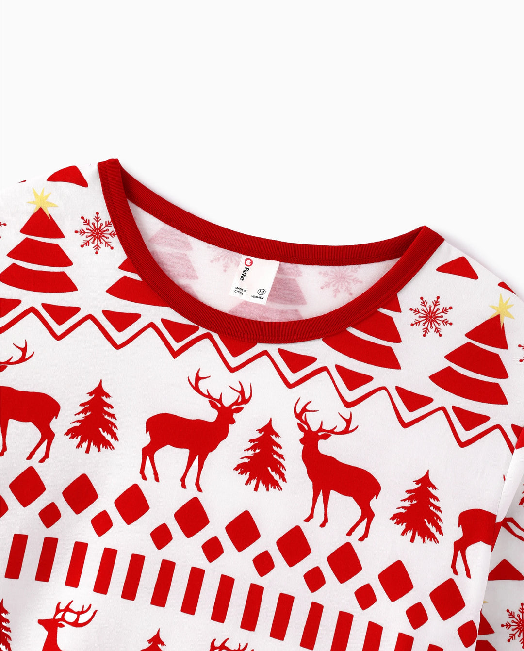 Christmas Matching Family Pajamas Fair Isle & Reindeer Print Red