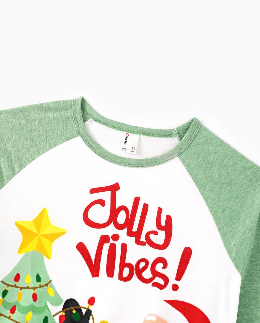 Christmas Matching Family Pajamas Santa & Xmas Tree Print Green