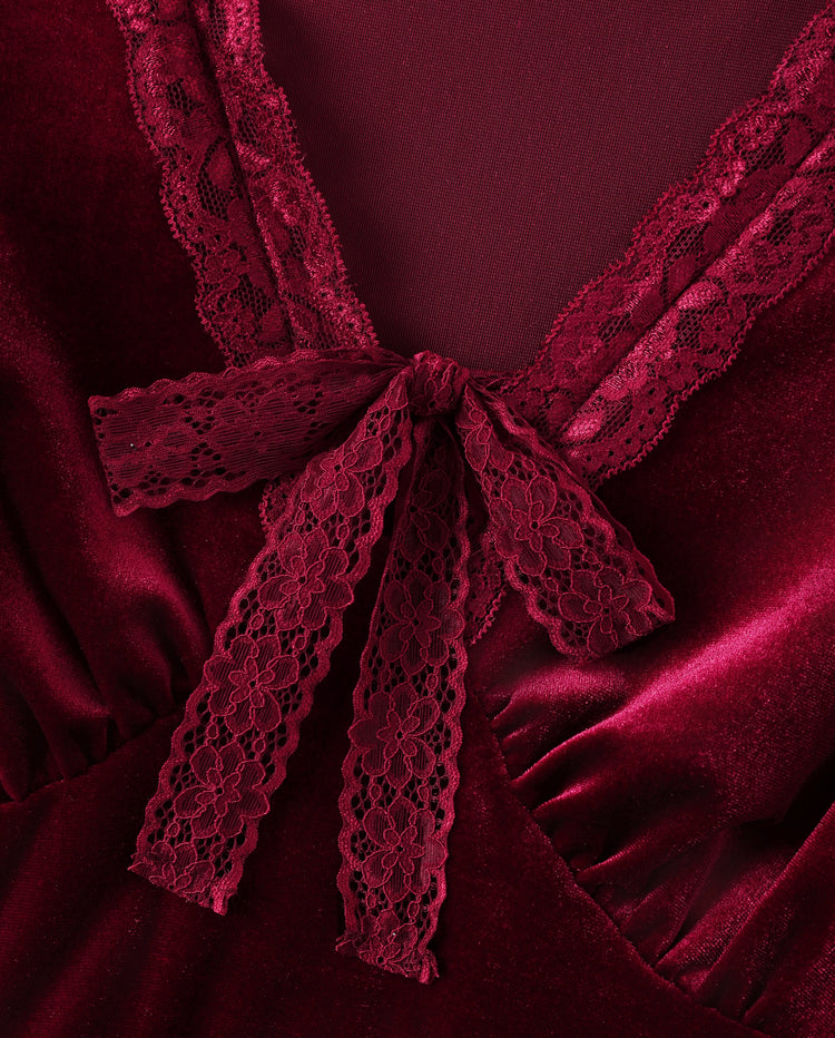 Family Matching Vintage Party Outfits Red Burgundy