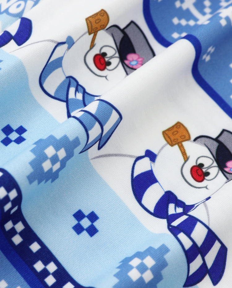 Frosty the Snowman Christmas Family Matching Pajamas Set with Christmas Socks Blue
