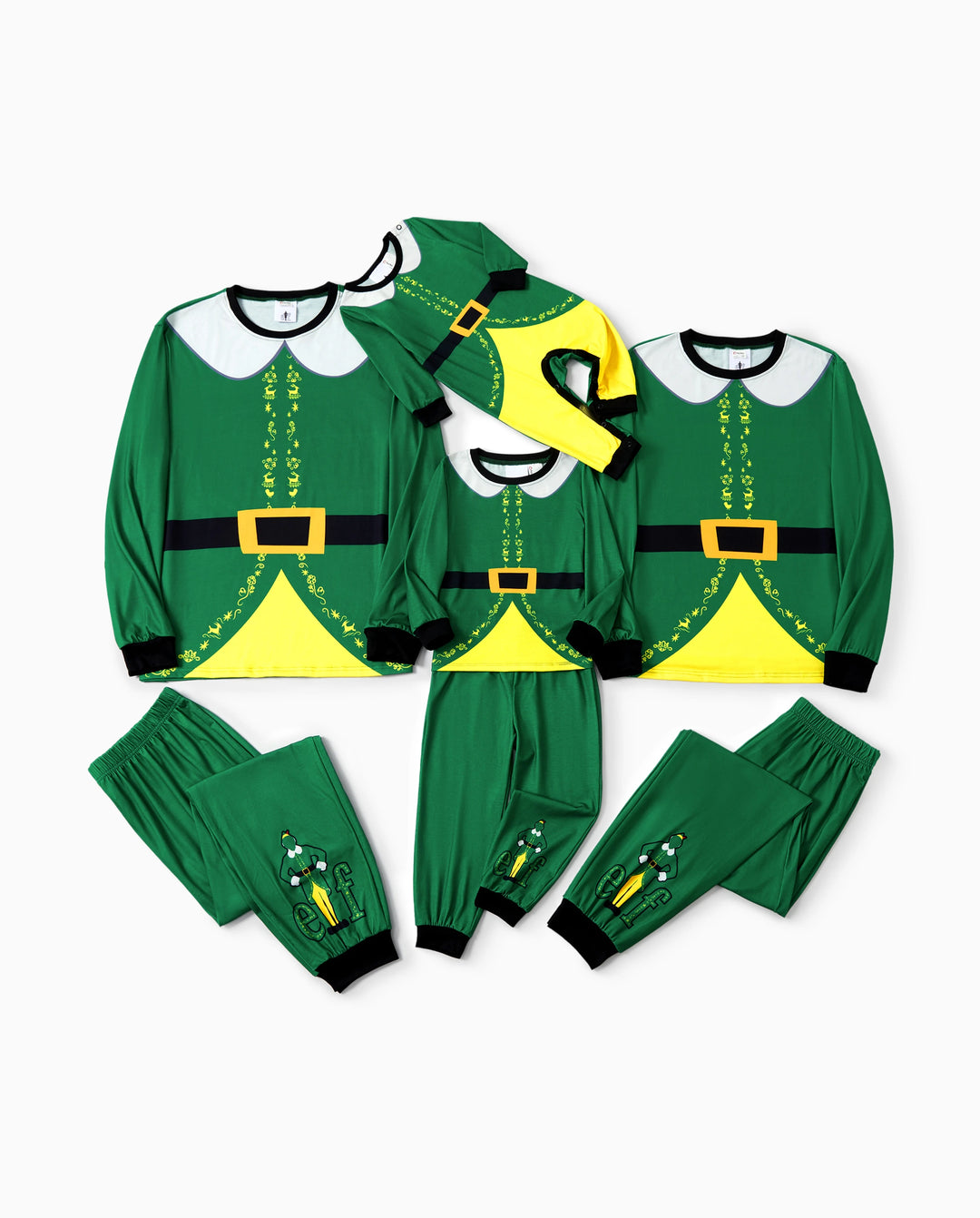 ELF Pyjamas für die Familie passend - Weihnachten PJ Sets (schwer entflammbar) grün