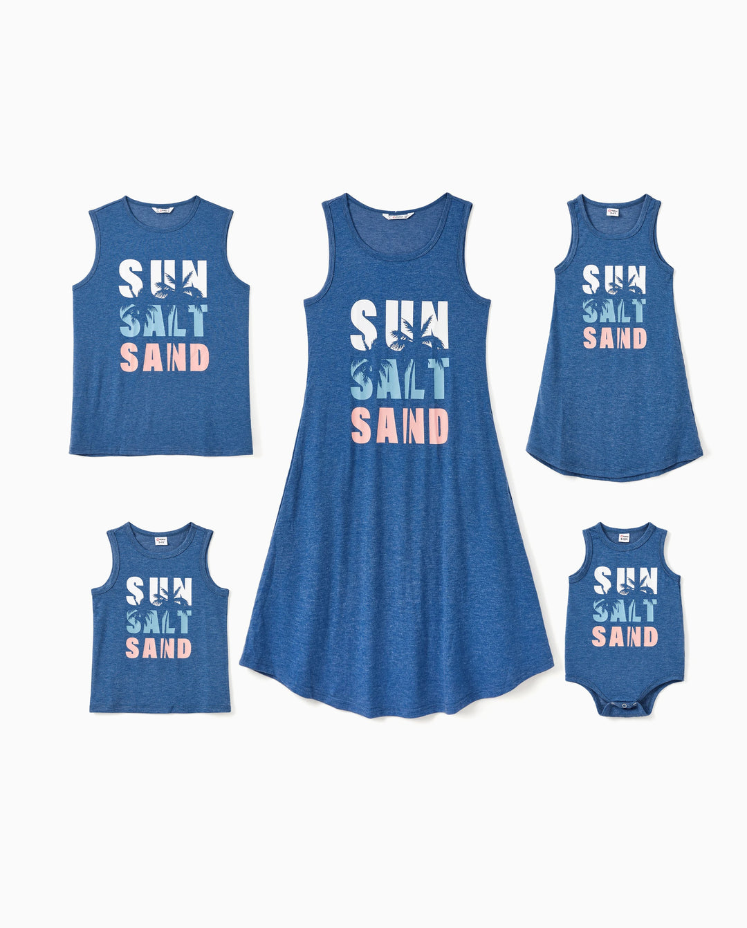 Family Matching Sets Blue Tank Top or Flowy A-Line Tank Dress with Pockets Blue