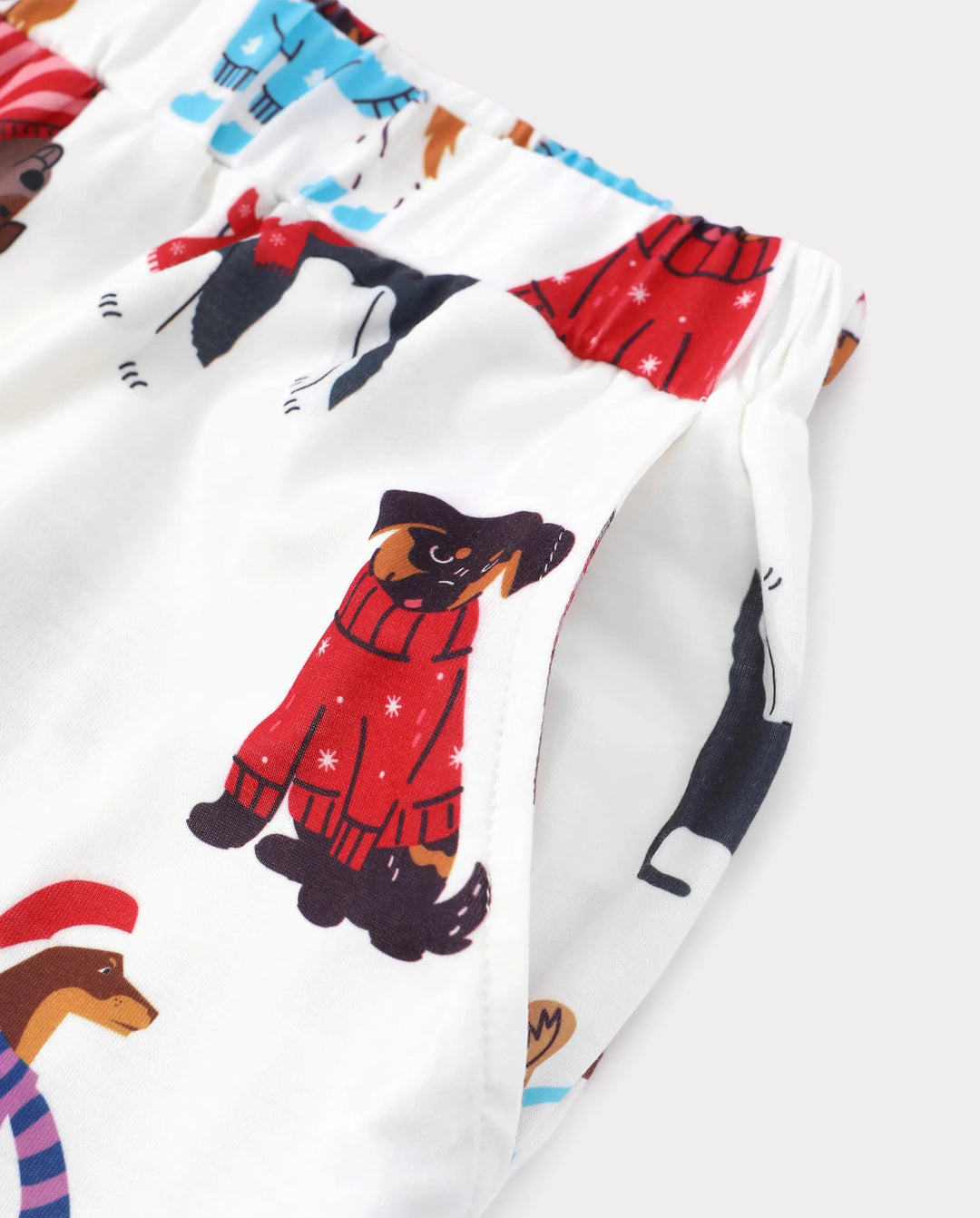 Christmas Matching Family Pajamas Festive Dog Print Red & White