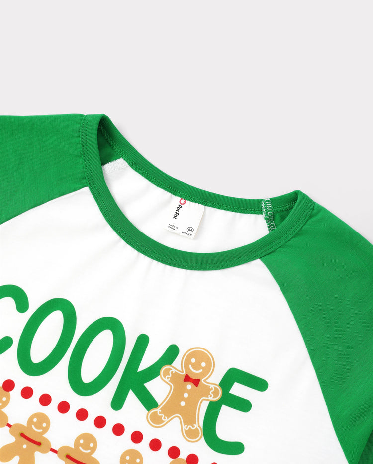 Christmas Matching Family Pajamas Gingerbread Print Green
