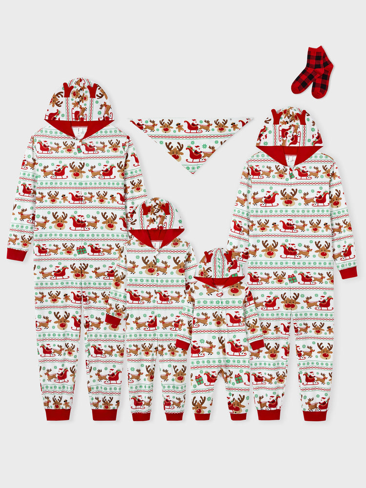 Ensemble pyjama de Noël assorti pour toute la famille, imprimé renne, manches longues, avec chaussettes de Noël rouges