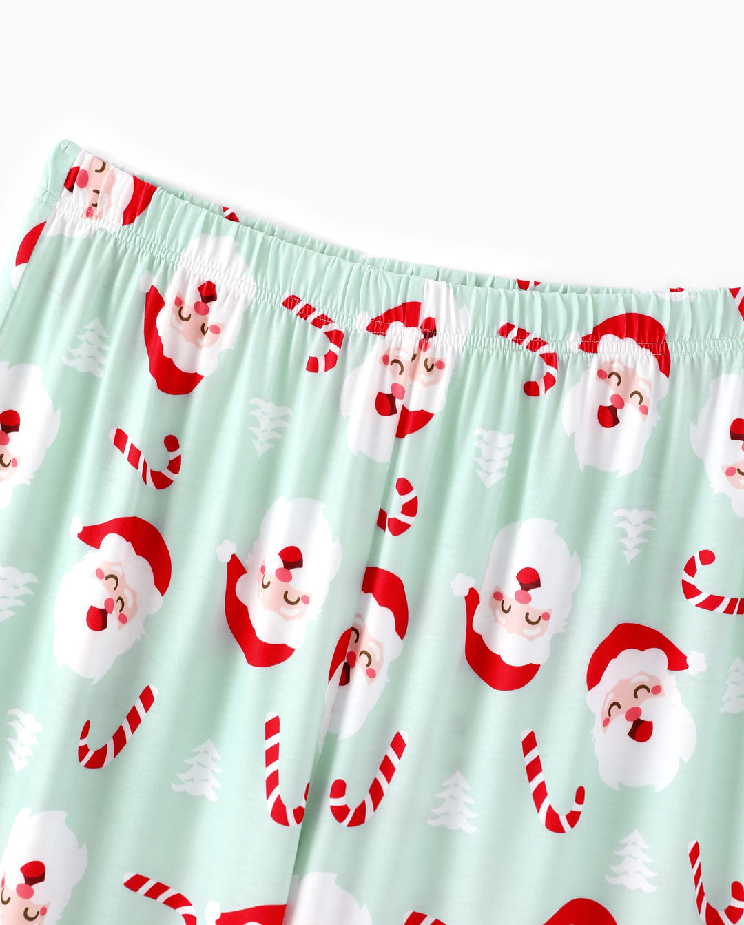 Christmas Matching Family Collared Pajamas Santa Claus Print Green
