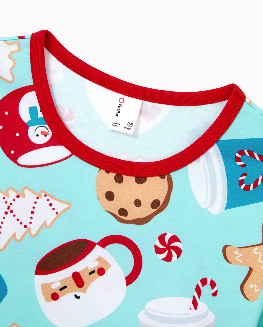 Family Matching Christmas Pajamas Mug & Gingerbread Print Blue Plus Size