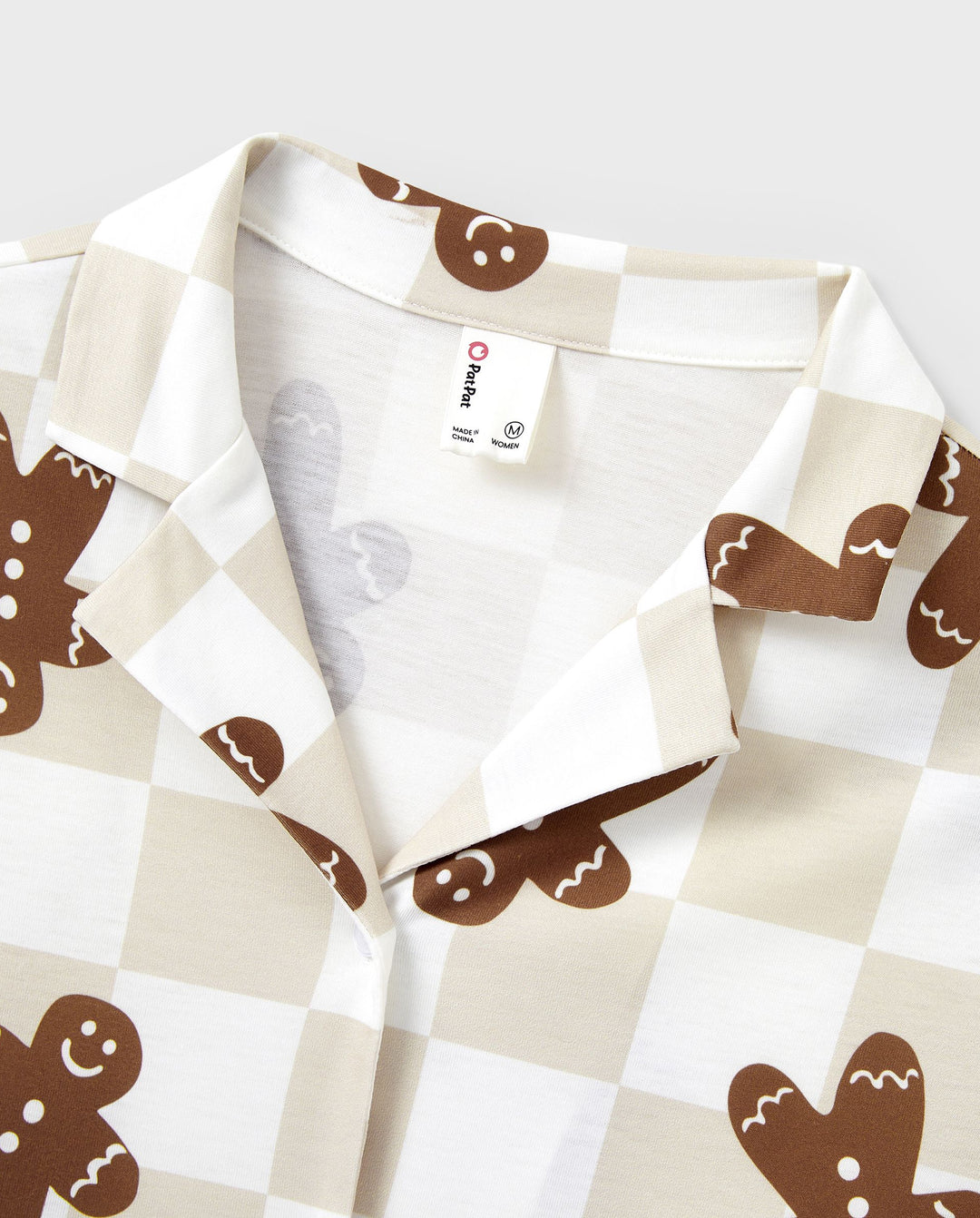 Christmas Matching Family Pajamas Set Block checkered Gingerbread Print PJS with Christmas Socks Khaki