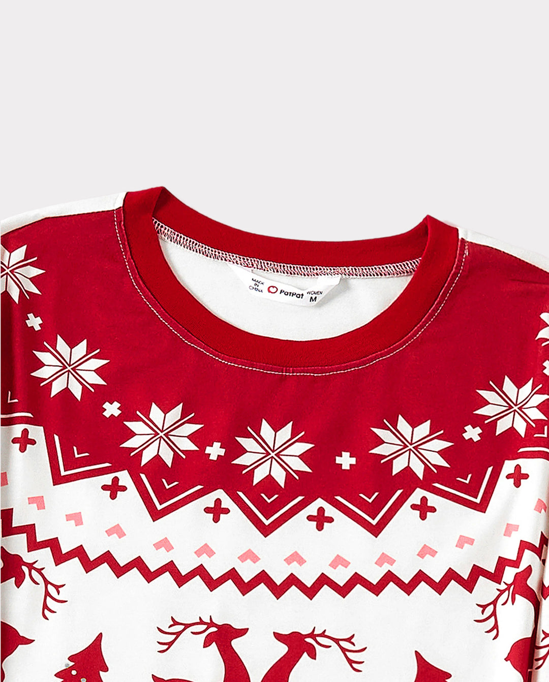 Family Matching Christmas Pajamas Fair Isle & Reindeer Print Red