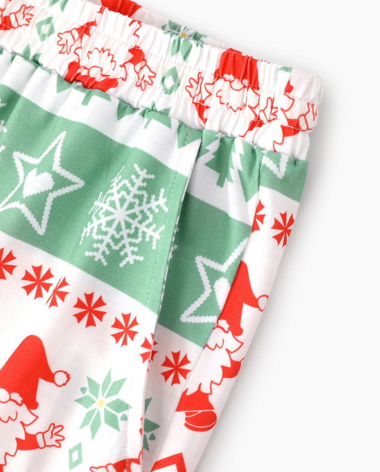 Christmas Matching Family Pajamas Glow In The Dark Santa Claus Print Light Green