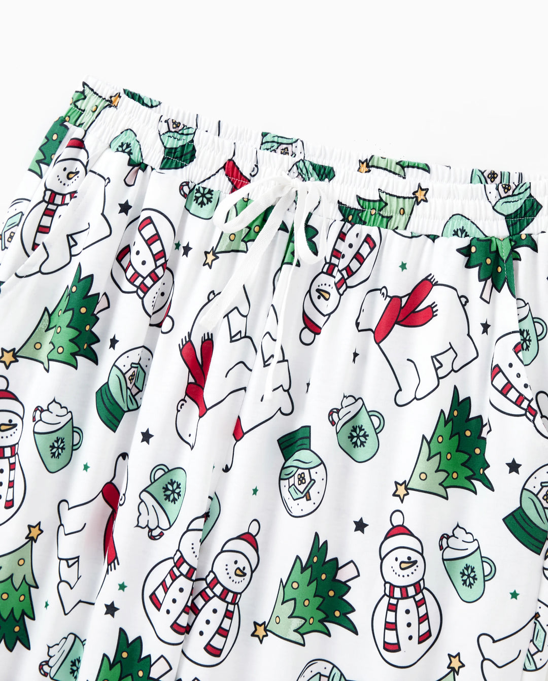 Pijama familiar navideño de manga larga con estampado de camisetas verdes alegres y pantalones con calcetines navideños (mediano, verde primavera)