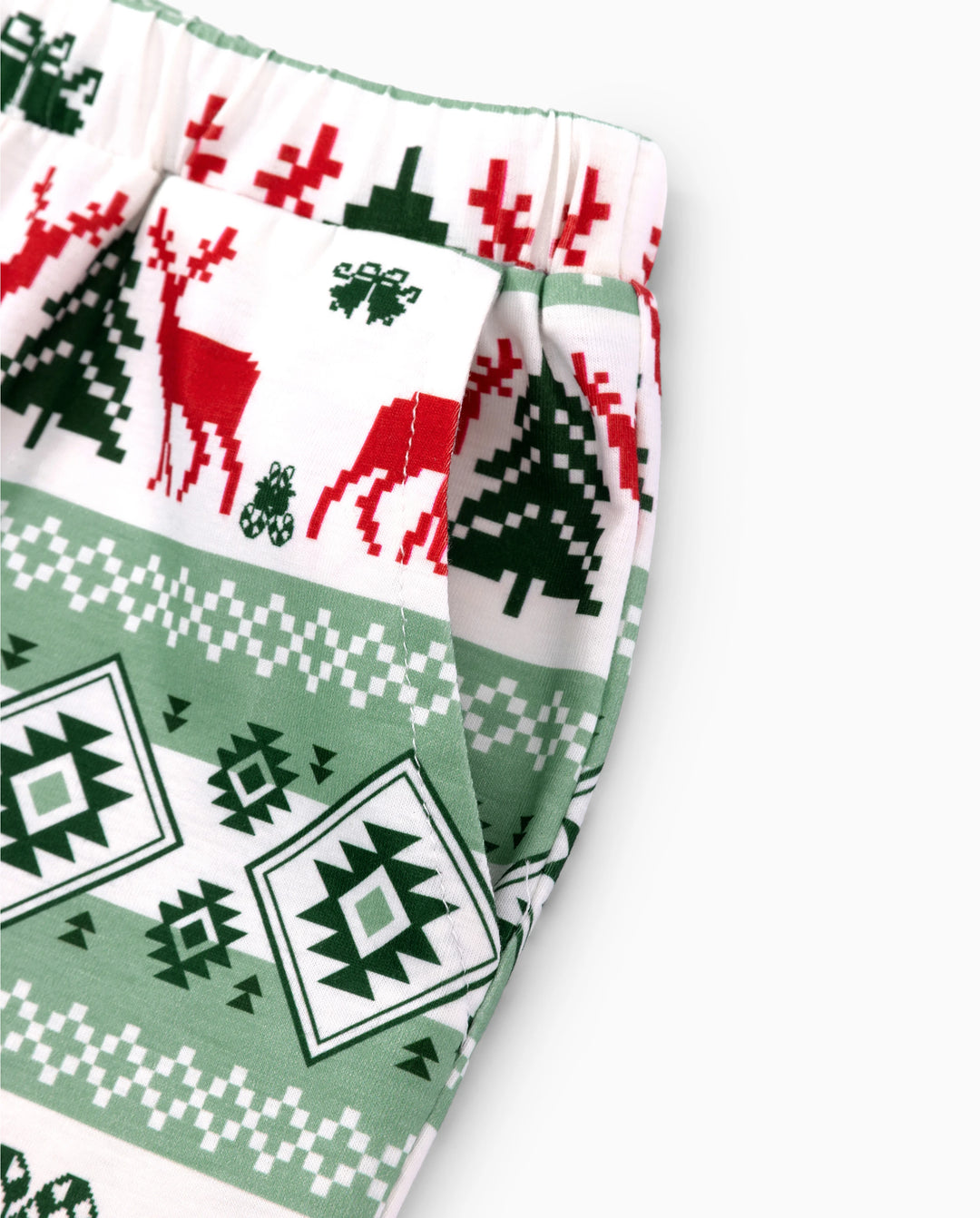 Christmas Matching Family Pajamas Fair Isle & Reindeer Print Green