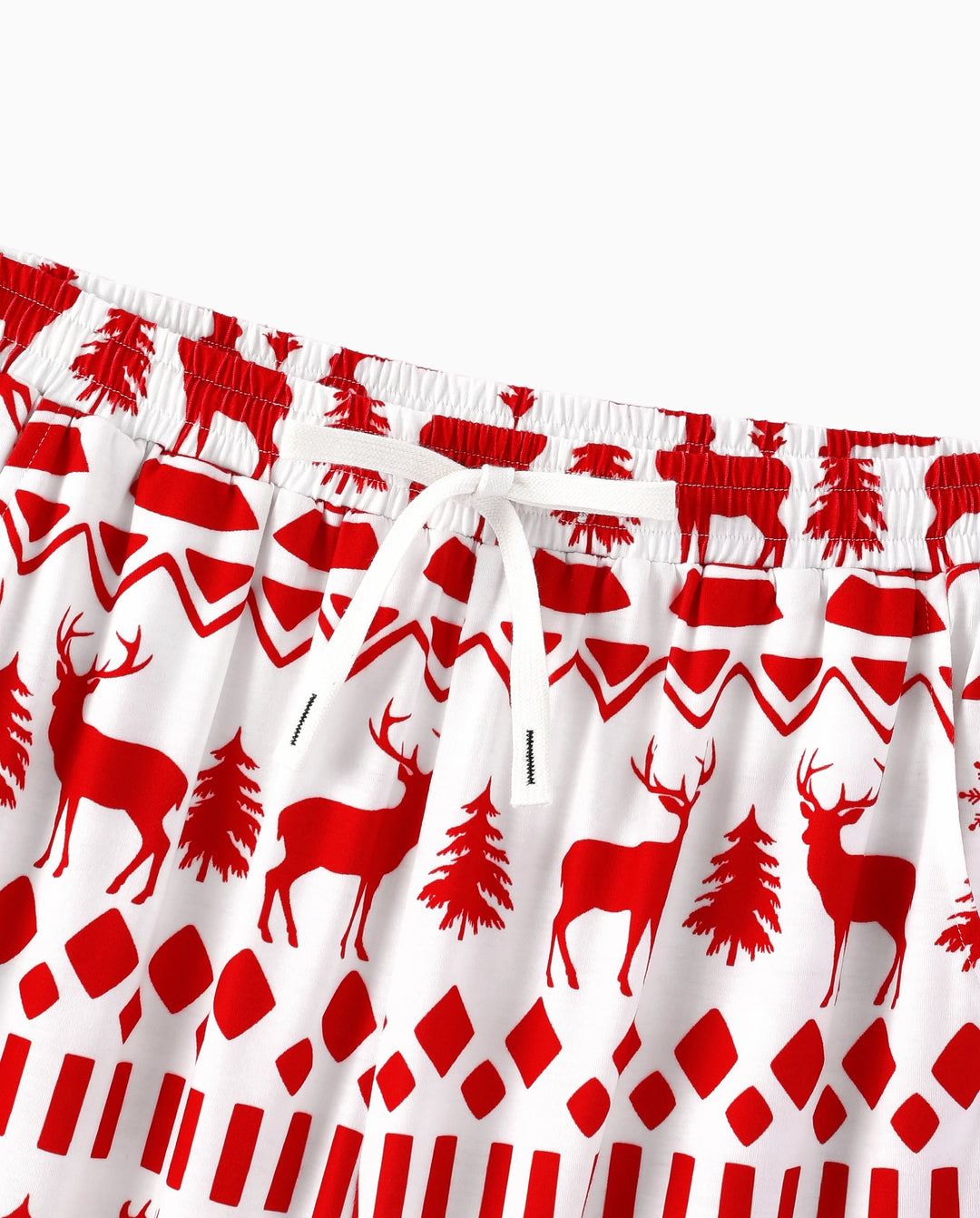 Christmas Matching Family Pajamas Fair Isle & Reindeer Print Red