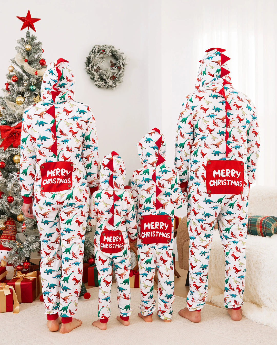 Pijama familiar navideño a juego con diseño 3D, mono y calcetines navideños multicolor
