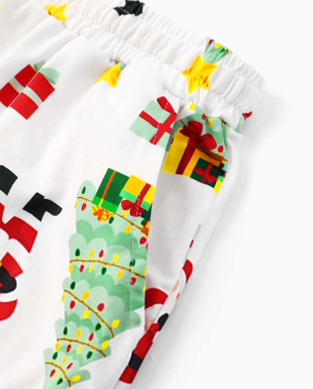 Christmas Matching Family Pajamas Santa & Xmas Tree Print Green