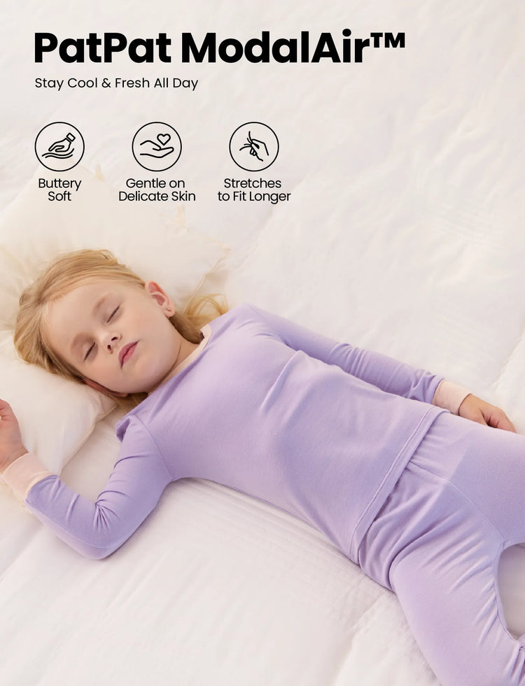 Pyjama 2 pièces en Tencel Modal pour bébé fille/garçon (coupe ajustée) violet