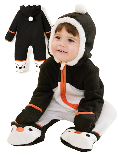 Unisex Jumpsuit 3D Hyper-Tactile Infant Outfit 2-way Onesies with Animal Pattern Black