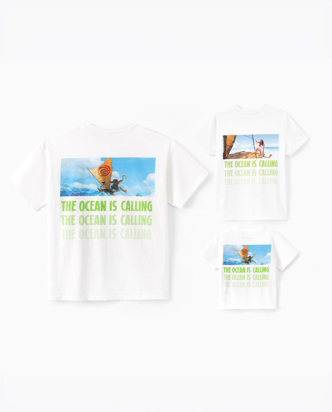 Disney Princess Moana Family Matching "The Ocean Is Calling" Graphic T-Shirts for Vacation & Everyday Fun White