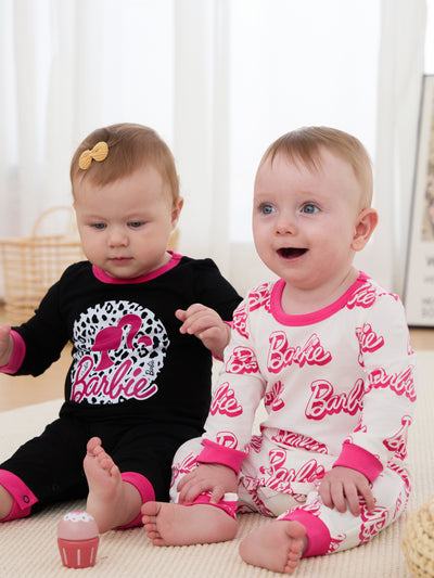 Lot de 2 combinaisons enfantines en coton rose vif pour bébé fille Barbie