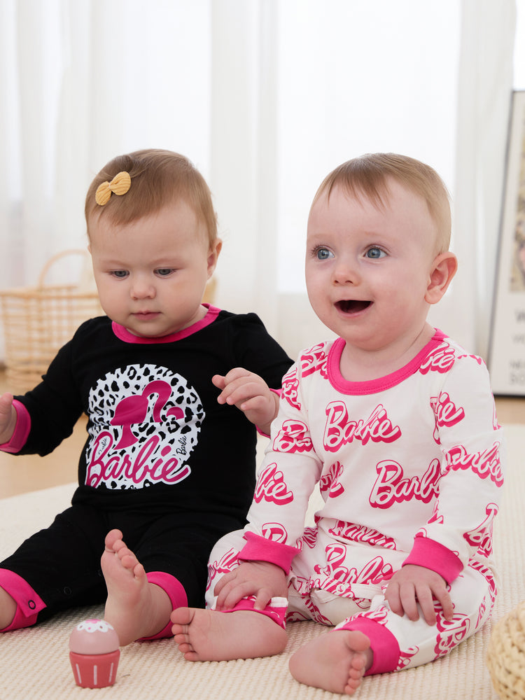 Lot de 2 combinaisons enfantines en coton rose vif pour bébé fille Barbie