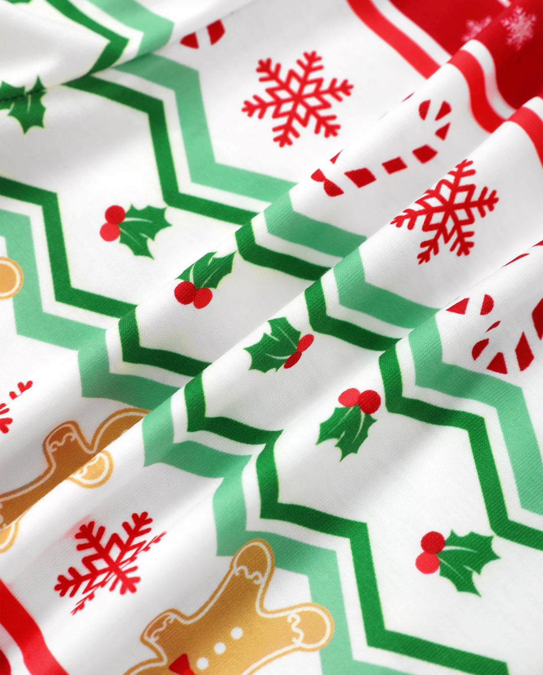 Christmas Matching Family Pajamas Gingerbread Print Green