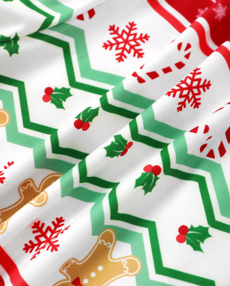 Christmas Matching Family Pajamas Gingerbread Print Green