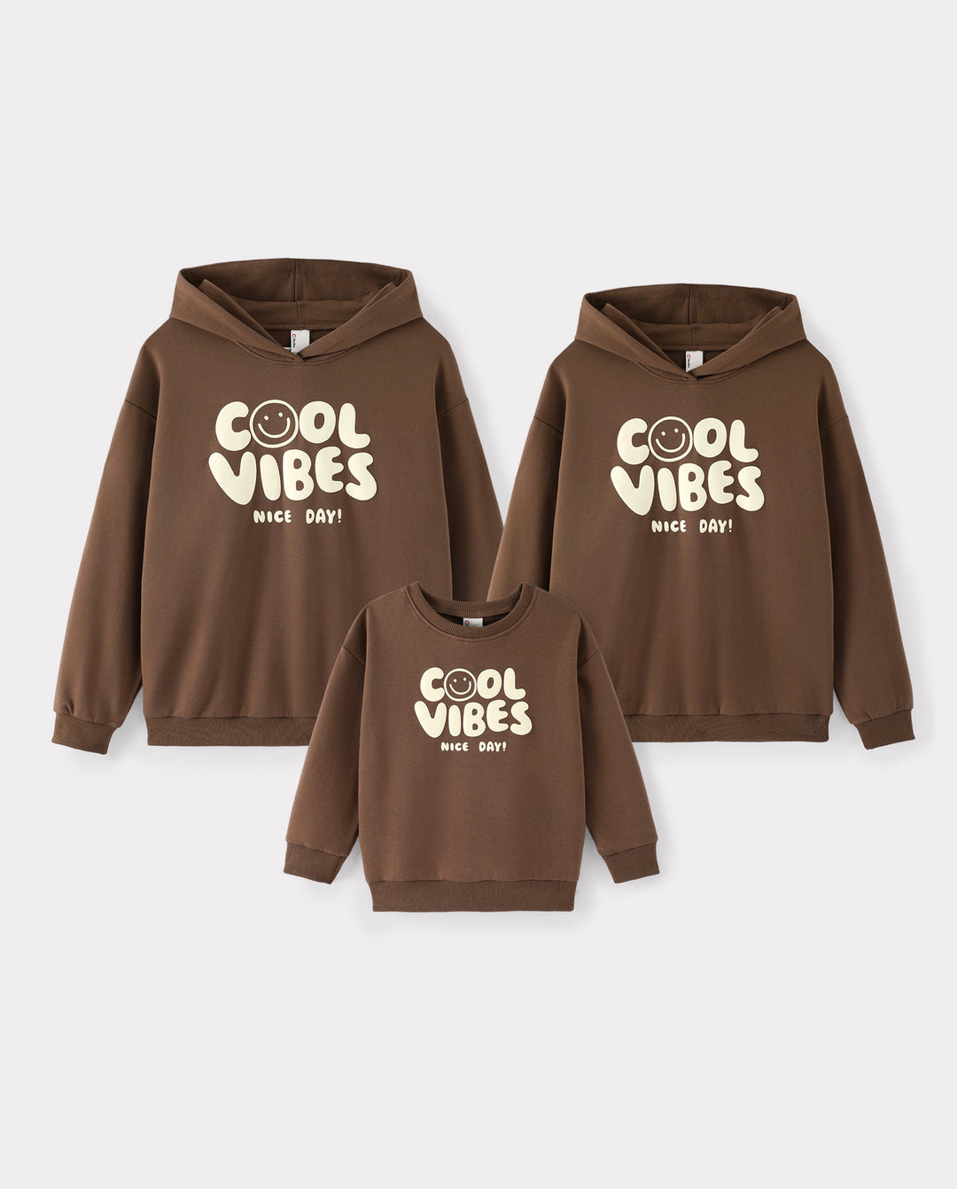 Family Matching Cool Vibes Graphic Hoodies & Sweatshirts Brown Coffee