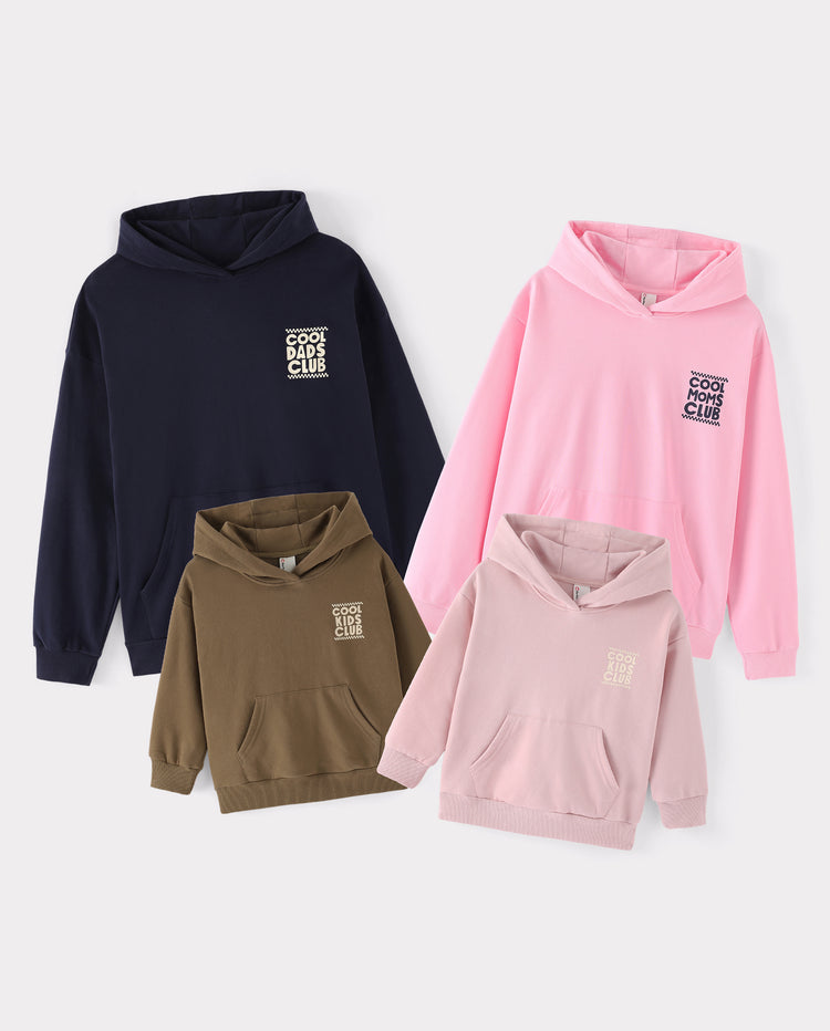 Family Matching Cool Moms, Dads & Kids Club Hoodies Multi-color