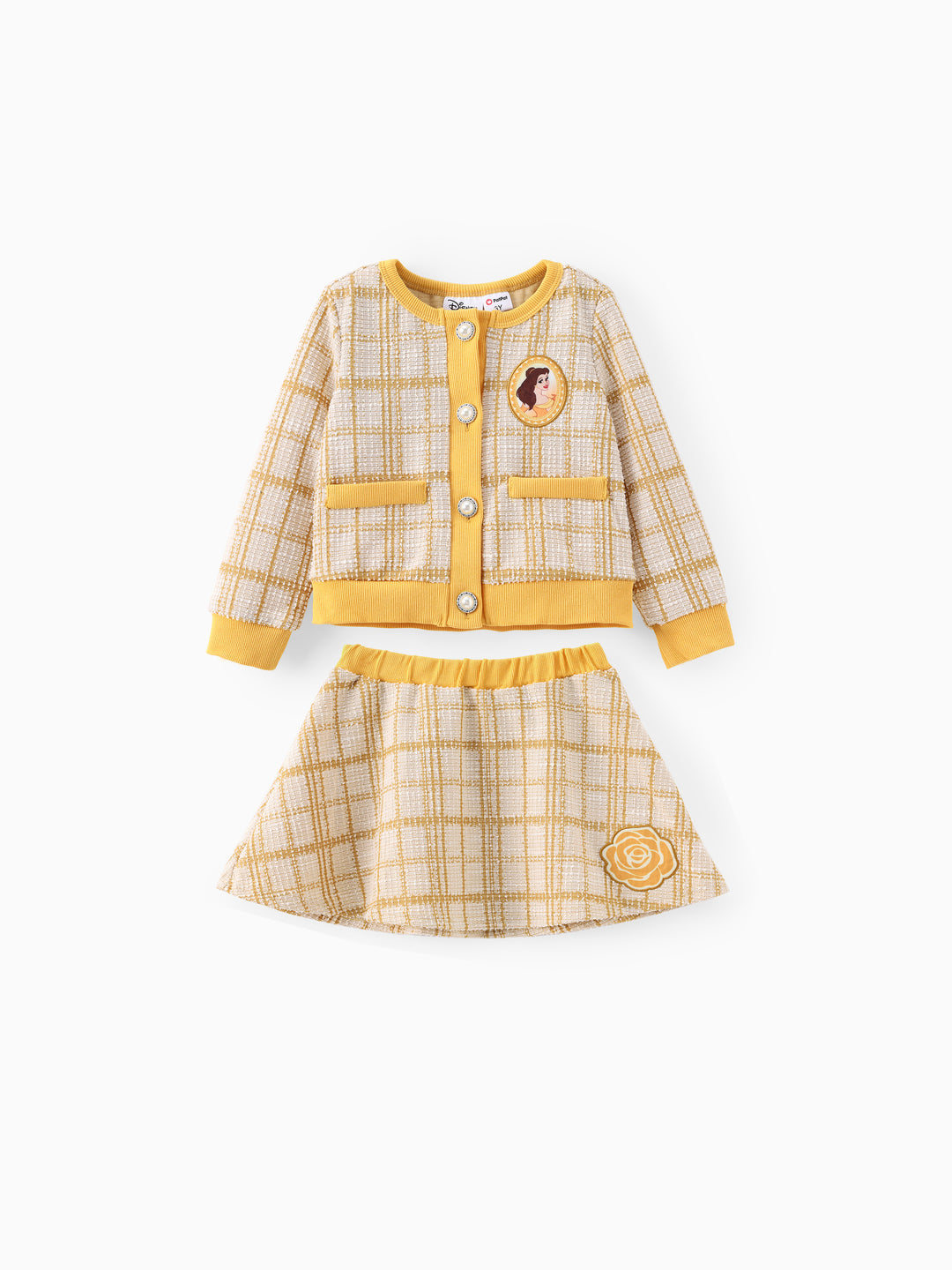 Disney Princess Belle Tweed Cardigan And Skirt Set Yellow