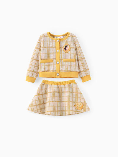 Disney Princess Belle Tweed Cardigan And Skirt Set Yellow