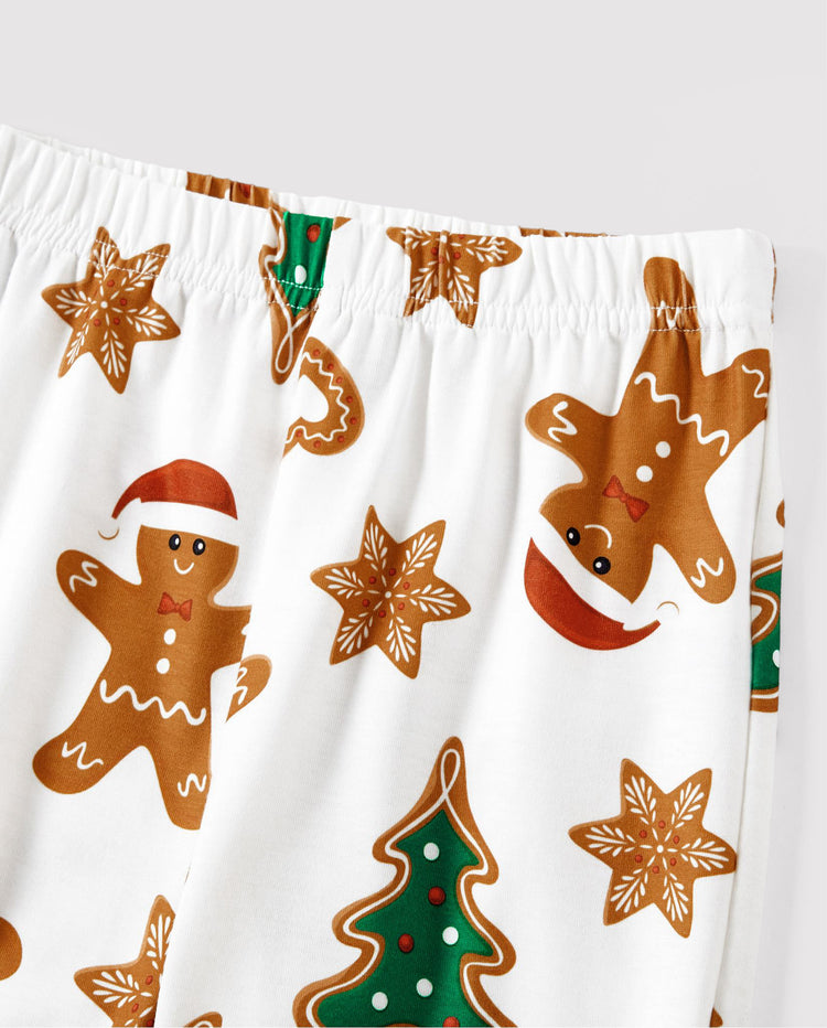 Pyjama de Noël à manches longues et imprimé arbre et bonhomme en pain d'épices, avec chaussettes de Noël, couleur café