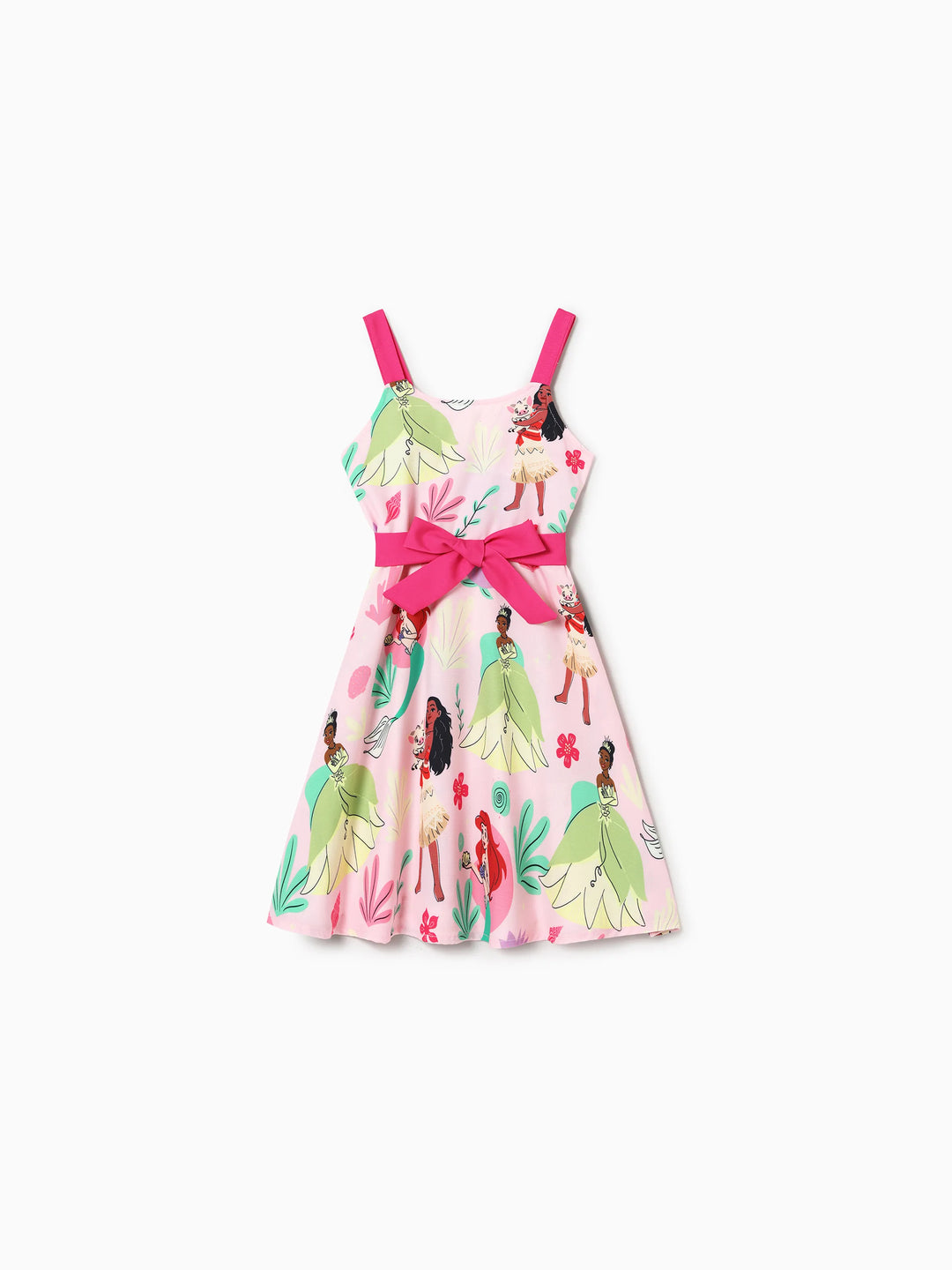 Robe imprimée florale Disney Princess Mommy and Me Moana/Tiana et personnage rose
