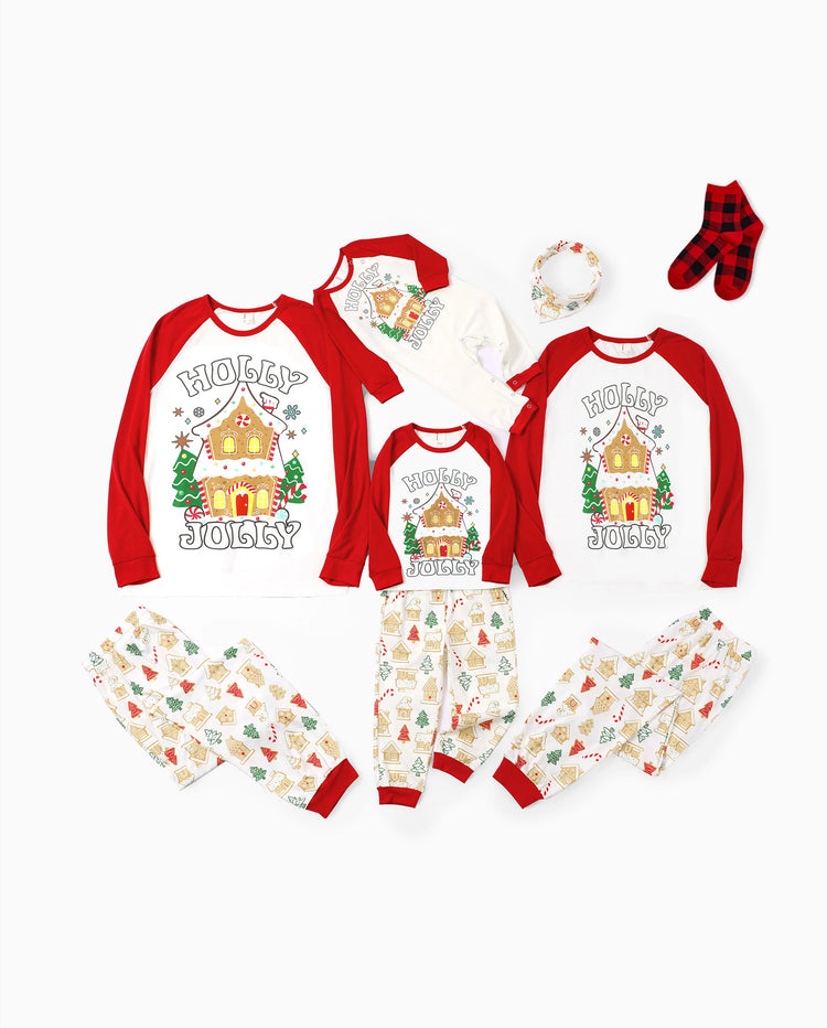 Christmas Matching Family Pajamas Gingerbread House & Xmas Tree Print