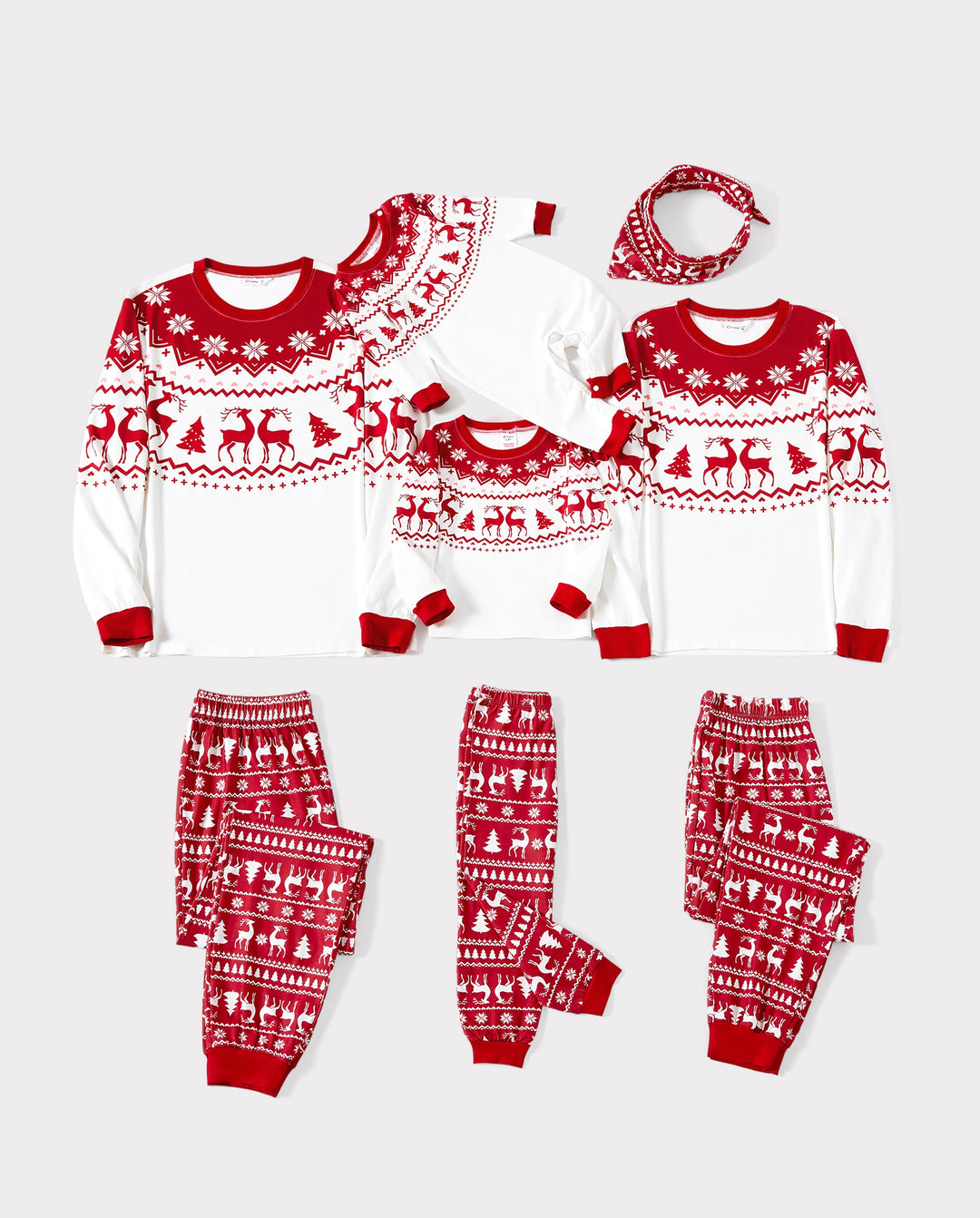 Christmas Reindeer and Snowflake Print Family Matching Pajamas Sets with Christmas Socks Red