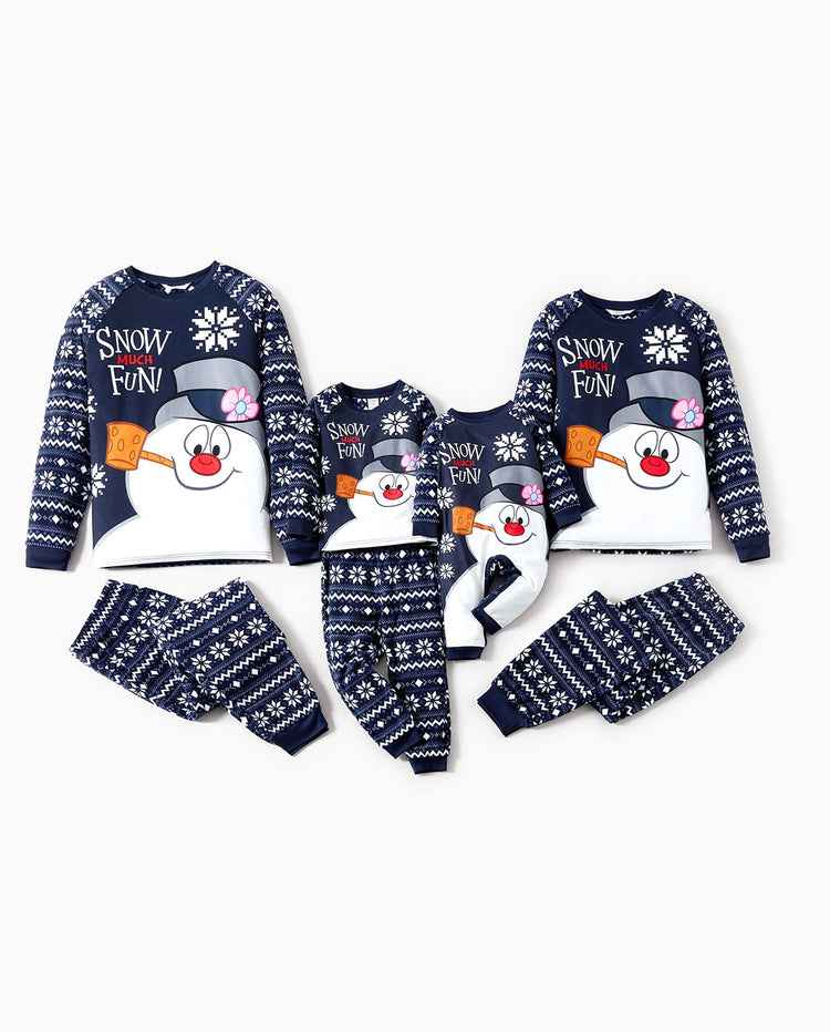 Frosty der Schneemann Weihnachtsfleece mit Schneeflocken-Druck Schlafanzug-Sets mit Weihnachtssocken