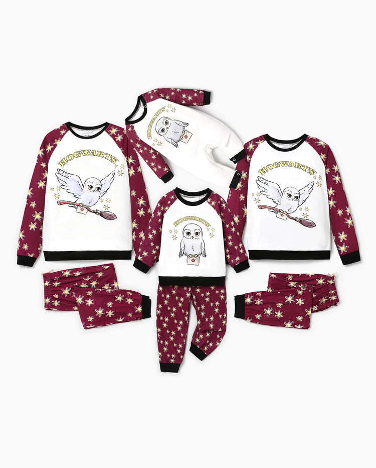 Pijamas navideños a juego de Harry Potter con estampado de Hedwig y calcetines navideños 
