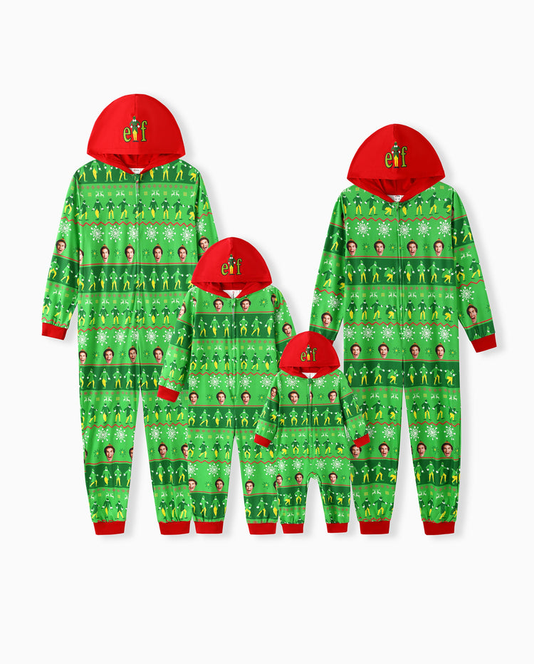 Mono familiar navideño a juego con capucha y estampado Fair Isle de ELF, color verde