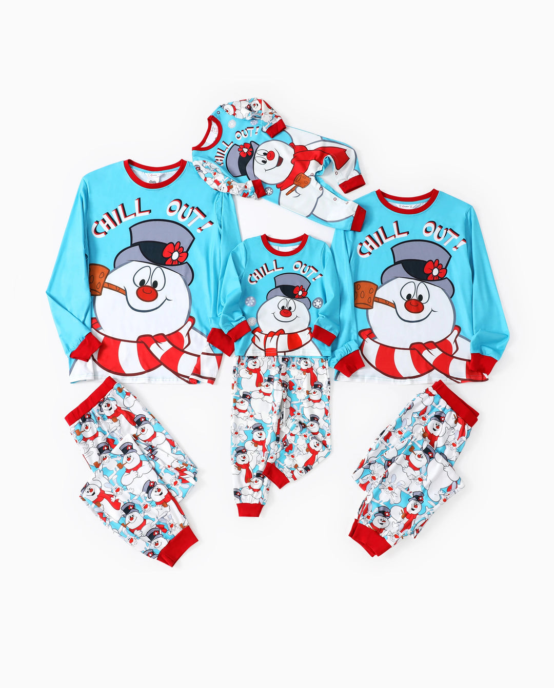 Frosty der Schneemann Weihnachtsmann Muster Schlafanzug-Sets mit Weihnachtssocken