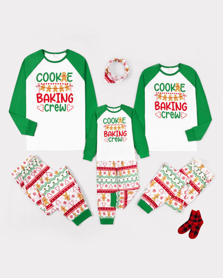 Christmas Matching Family Pajamas Gingerbread Print Green