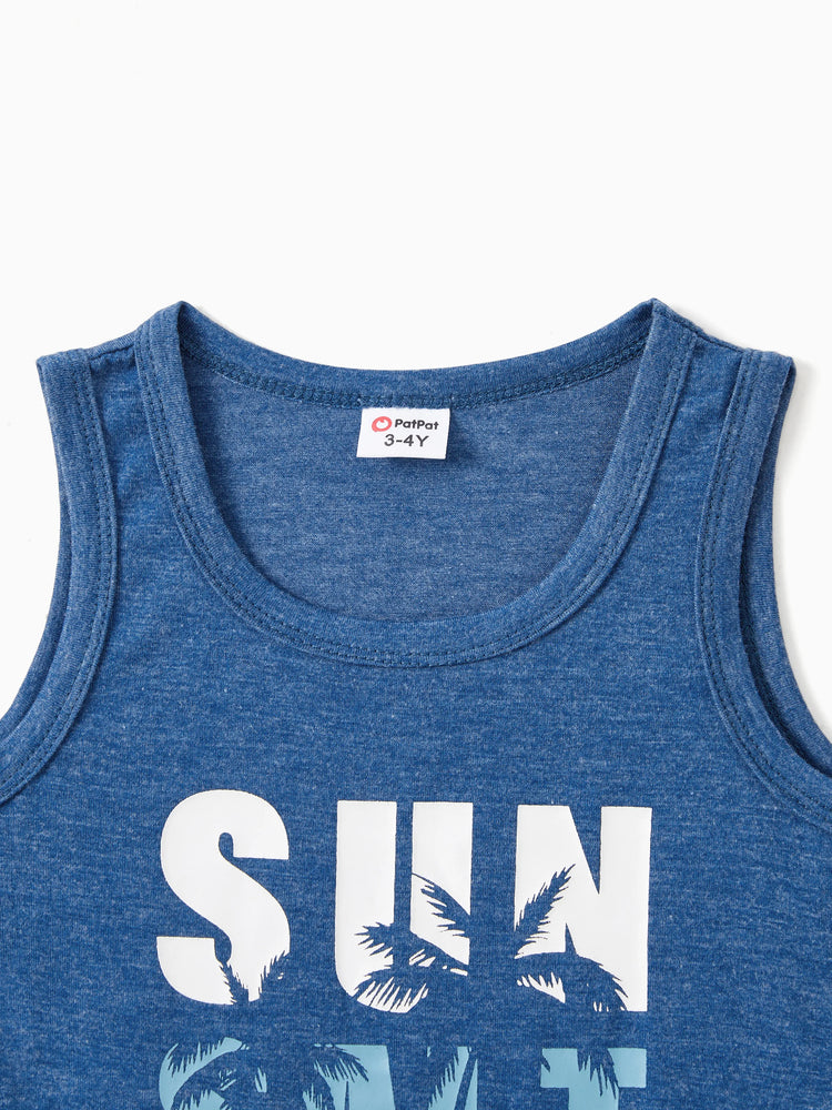 Mommy & me Sets Blue Tank Flowy A-Line Tank Dress with Pockets Blue