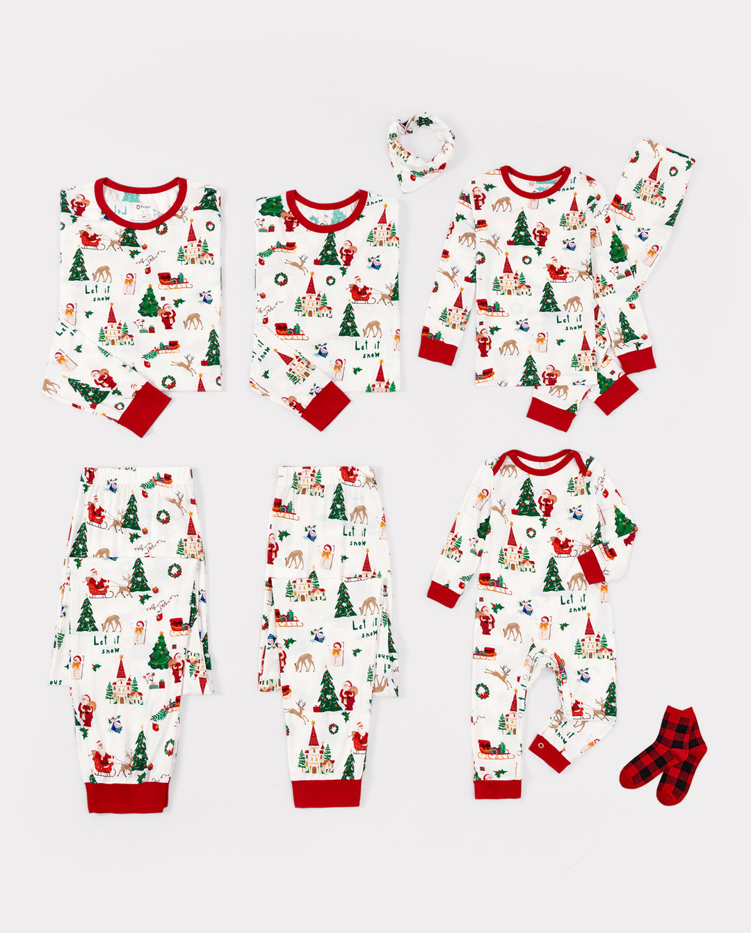 PatPat Family Matching Christmas Pajamas Collared Bamboo Xmas Tree Print