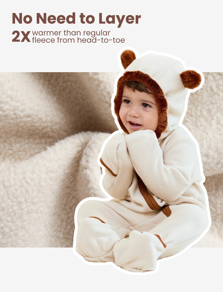 Unisex Jumpsuit 3D Hyper-Tactile Infant Outfit 2-way Onesies with Animal Pattern Apricot