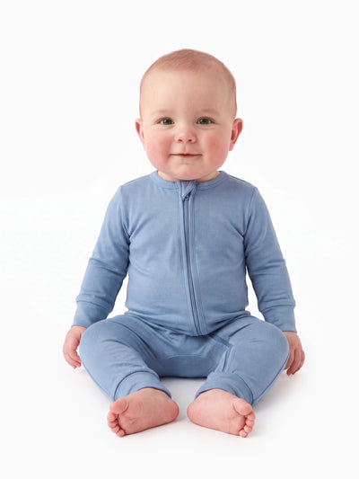 Bamboo Baby Boy/Girl Zip-Up Pajamas Bluish Grey