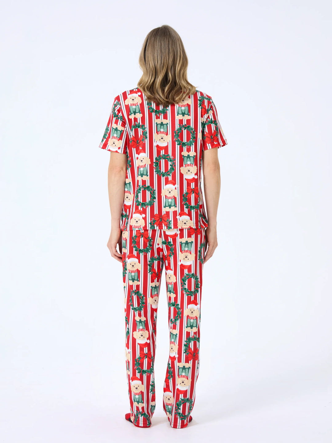 Weihnachten Passendes Familienpyjama-Set Weihnachten Doggy Print Rot Pyjama mit Weihnachtssocken rot